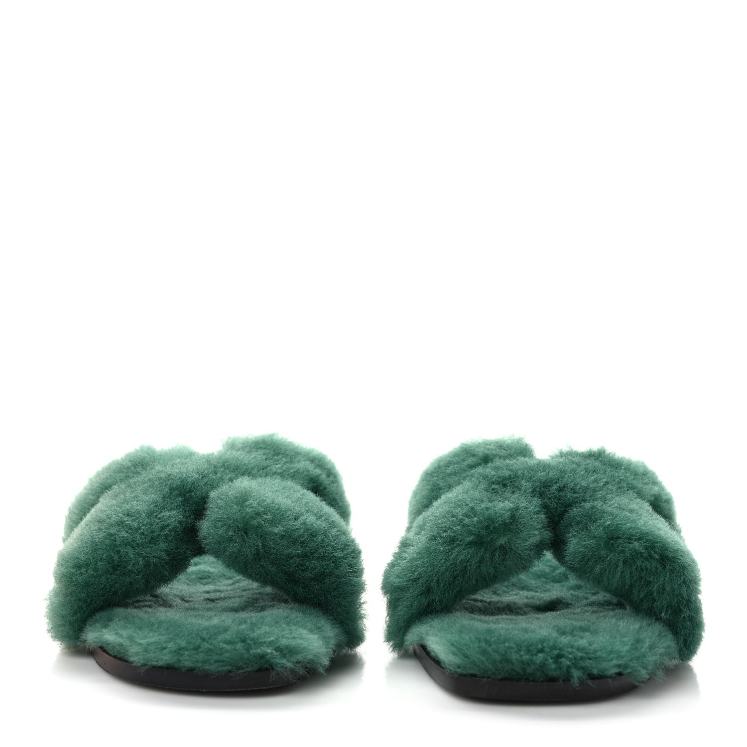 Hermes Woolskin Oran Sandals 39 Vert Anglais 2 of 8