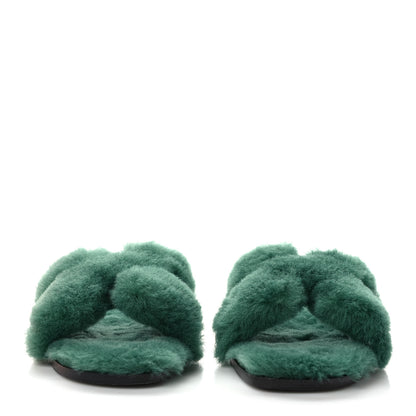 Hermes Woolskin Oran Sandals 39 Vert Anglais 2 of 8