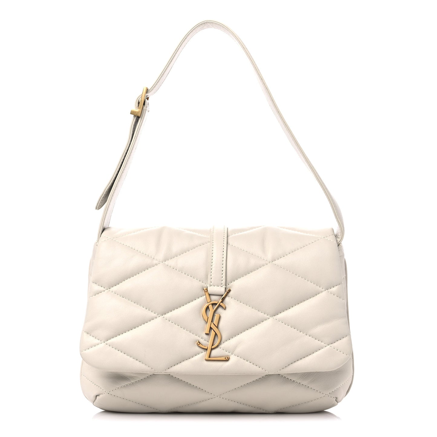 Lambskin Quilted Le 57 Diamond Shoulder Bag Crema Soft