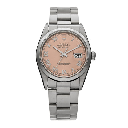 Rolex Stainless Steel 36mm Oyster Perpetual Datejust Watch Pink Roman 16200 1 of 5