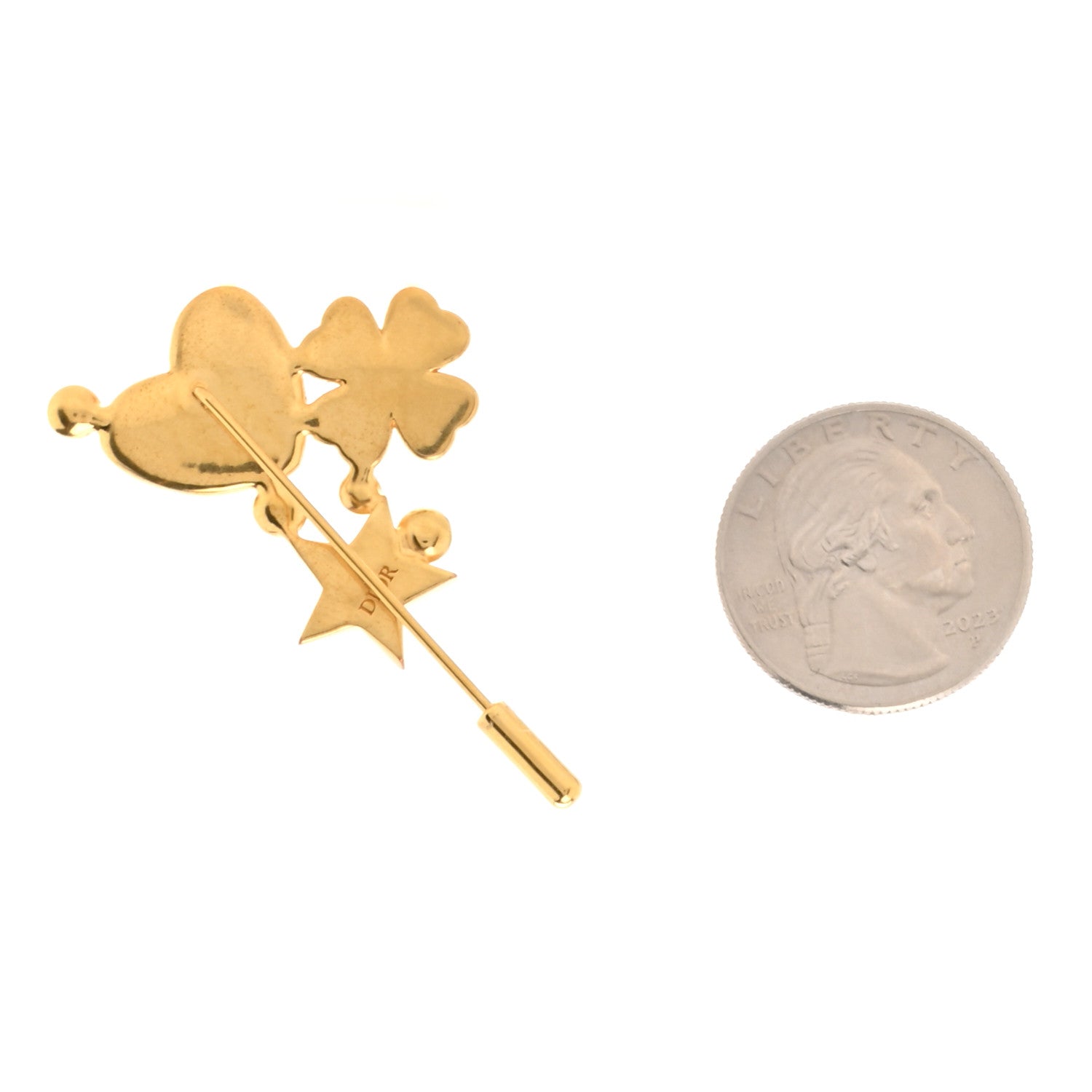 Christian Dior Metal Pearl Lucky Brooch Gold 2 of 3