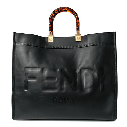 Fendi Vitello King Plexiglass Large Fendi Sunshine Shopper Tote Black 1 of 10