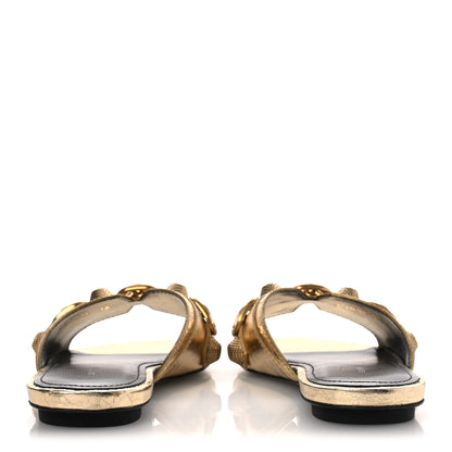 Balenciaga Metallic Arena Cagole Flat Slide Sandals 36 Gold 6 of 11