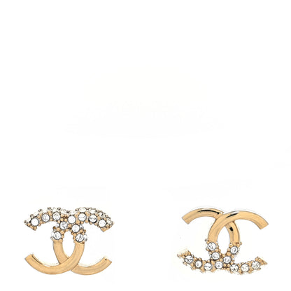 Chanel Metal Crystal Bead CC Earrings Gold 1 of 4