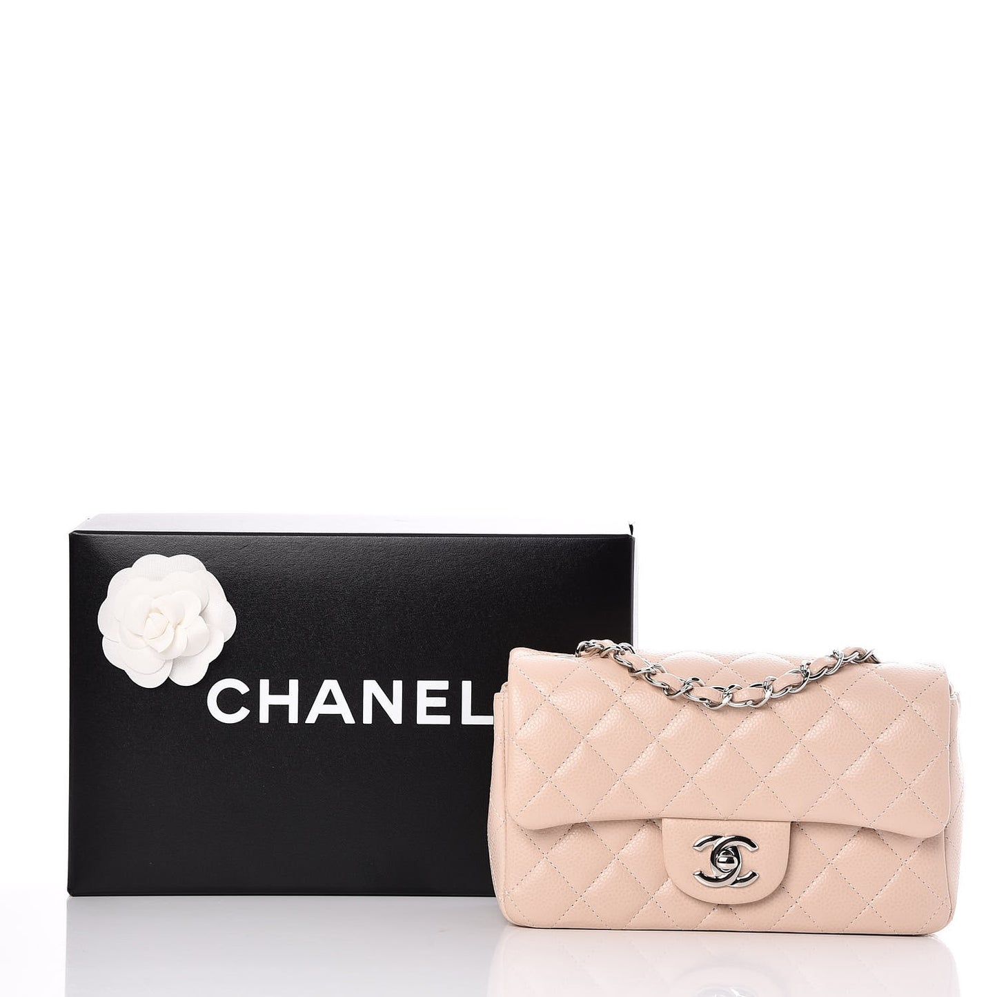 Caviar Quilted Mini Rectangular Flap Light Pink