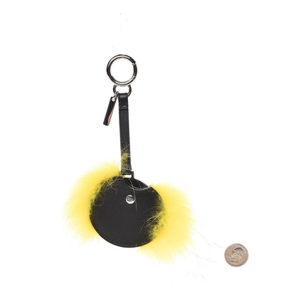 Fendi Fox Mink Fur Mirror Monster Bag Bug Charm Black Yellow 2 of 6