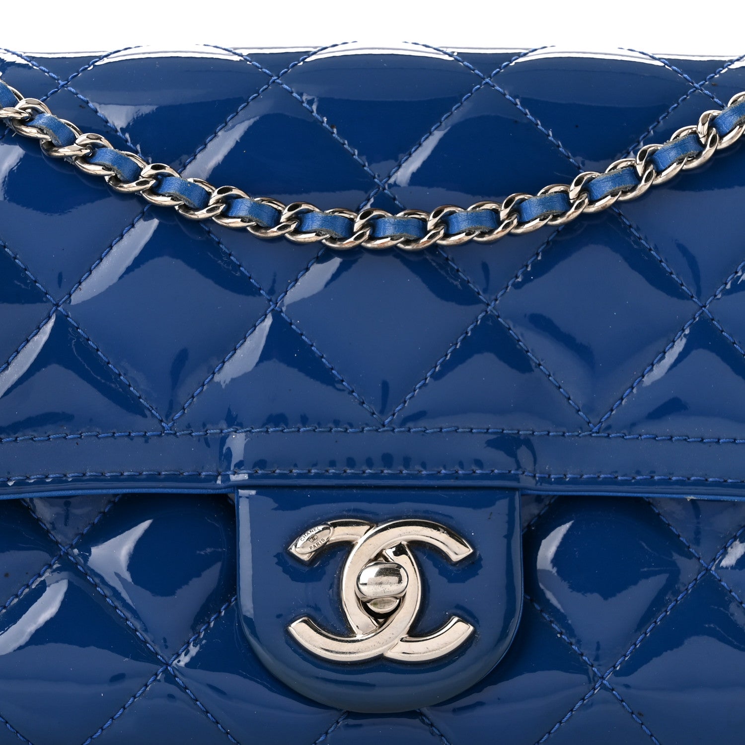 Chanel Patent Quilted Small Coco Shine Flap Blue 8 of 10