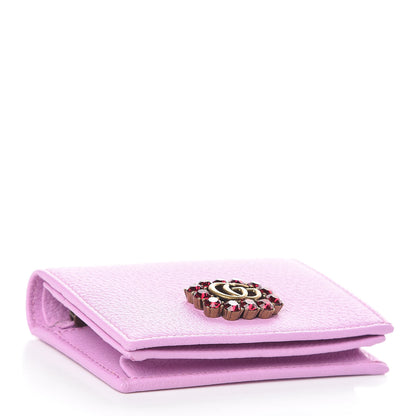Gucci Calfskin Crystal Double G Card Case Wallet Malva 4 of 8
