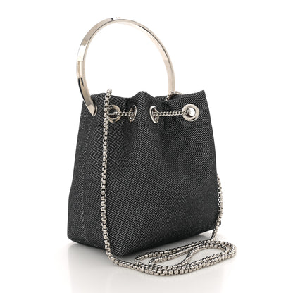 Jimmy Choo Metallic Fabric Bon Bon Bag Bucket Bag Silver 3 of 11