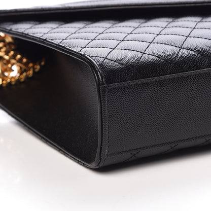 Saint Laurent Grain De Poudre Textured Mixed Matelasse Large Triquilt Monogram Satchel Black 9 of 10