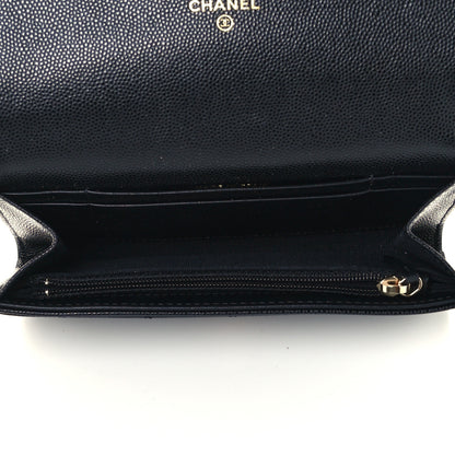 Chanel Caviar Quilted Crystal CC Large Gusset Flap Wallet Black 5 of 10