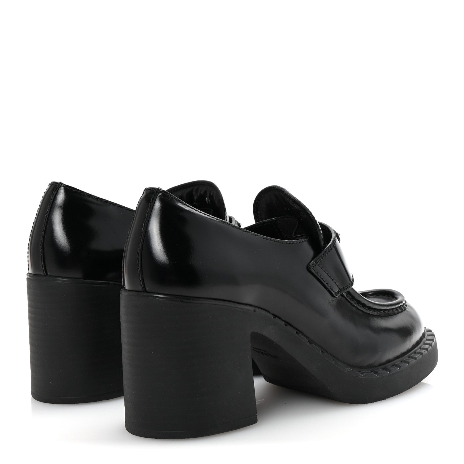 Prada Spazzolato Metal Triangle Logo 85mm Loafers 39.5 Black 5 of 10