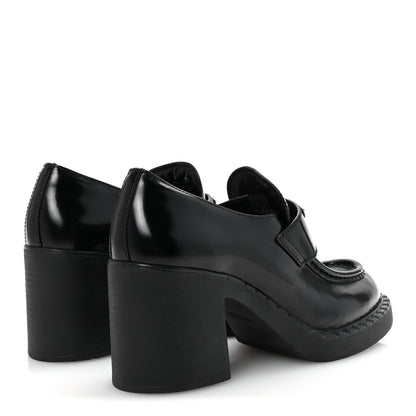 Prada Spazzolato Metal Triangle Logo 85mm Loafers 39.5 Black 5 of 10