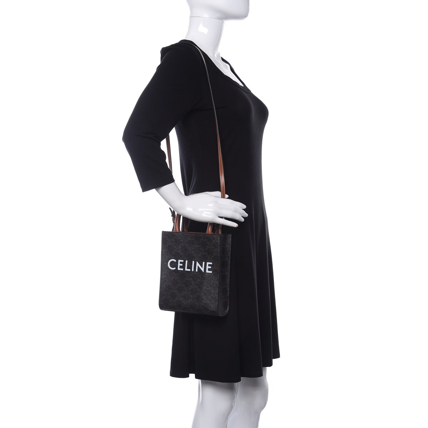 Triomphe Canvas Calfskin Mini Vertical Cabas Tan