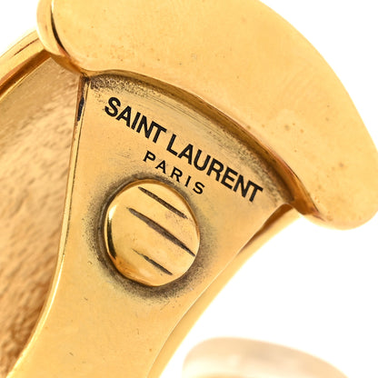 Saint Laurent Metal Demi Creole Et Cercle Clip On Earrings Or Laiton Vielli 4 of 5