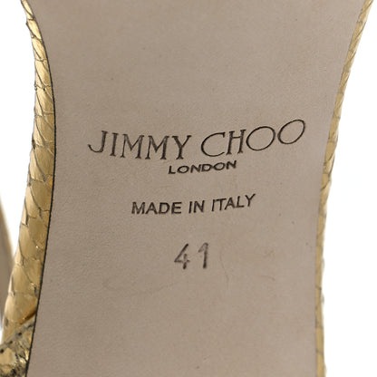 Jimmy Choo Snakeskin Embossed Tesca 100 Sandals 41 Gold 7 of 12