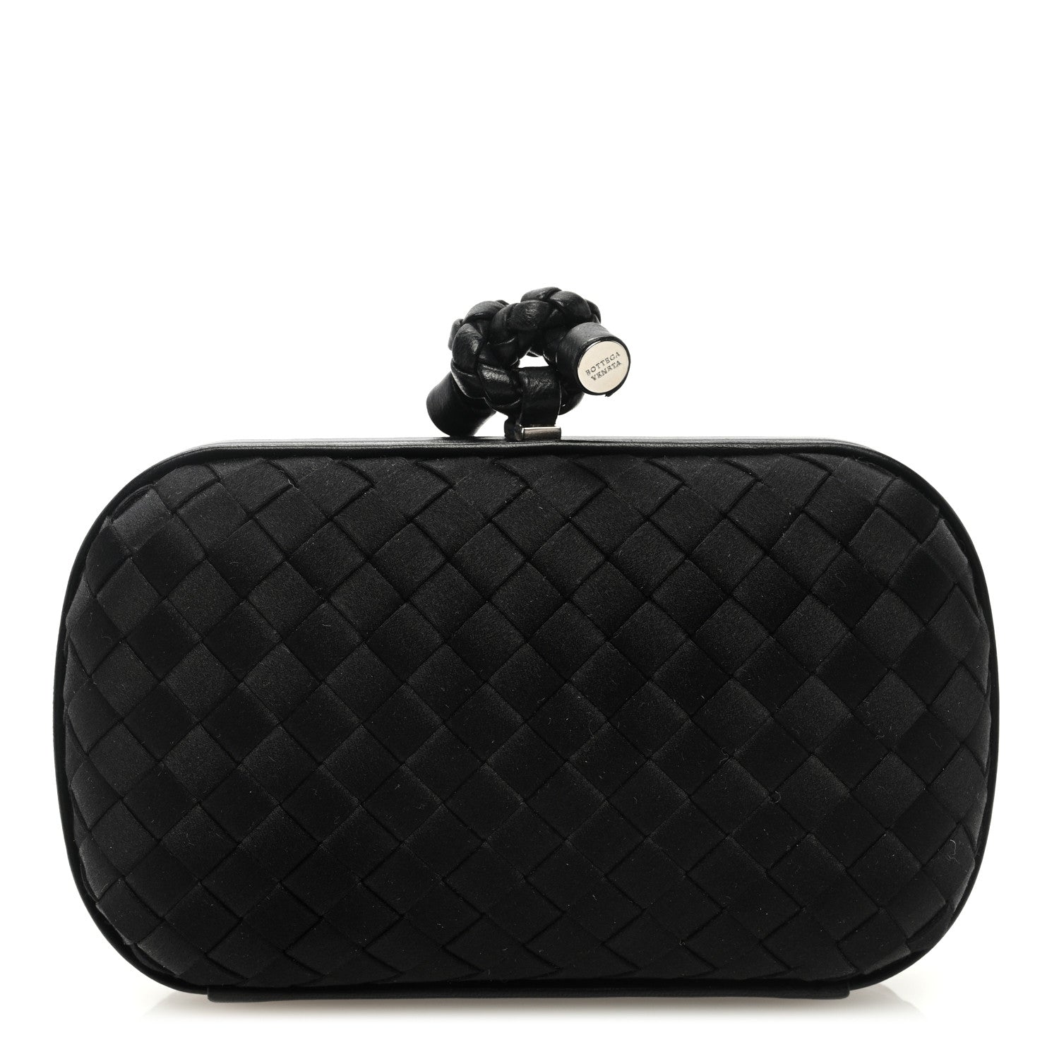 Bottega Veneta Satin Intrecciato Impero Stretch Knot Clutch Black 1 of 9