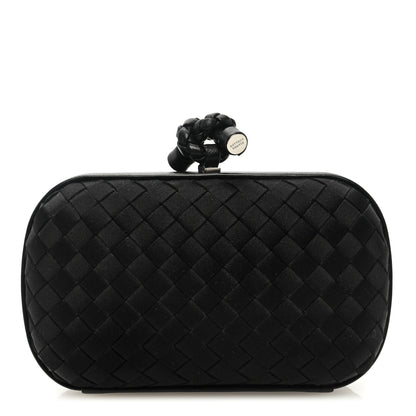 Bottega Veneta Satin Intrecciato Impero Stretch Knot Clutch Black 1 of 9
