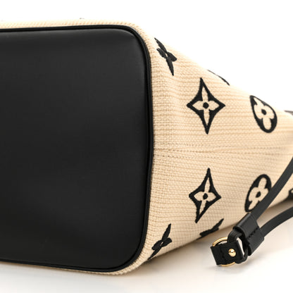 Louis Vuitton Cotton Monogram Embroidered Neverfull MM Beige Black 10 of 10