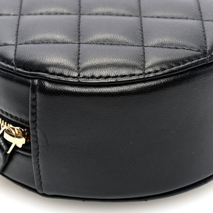 Chanel Lambskin Quilted Romance Round Clutch With Chain Black 9 of 10