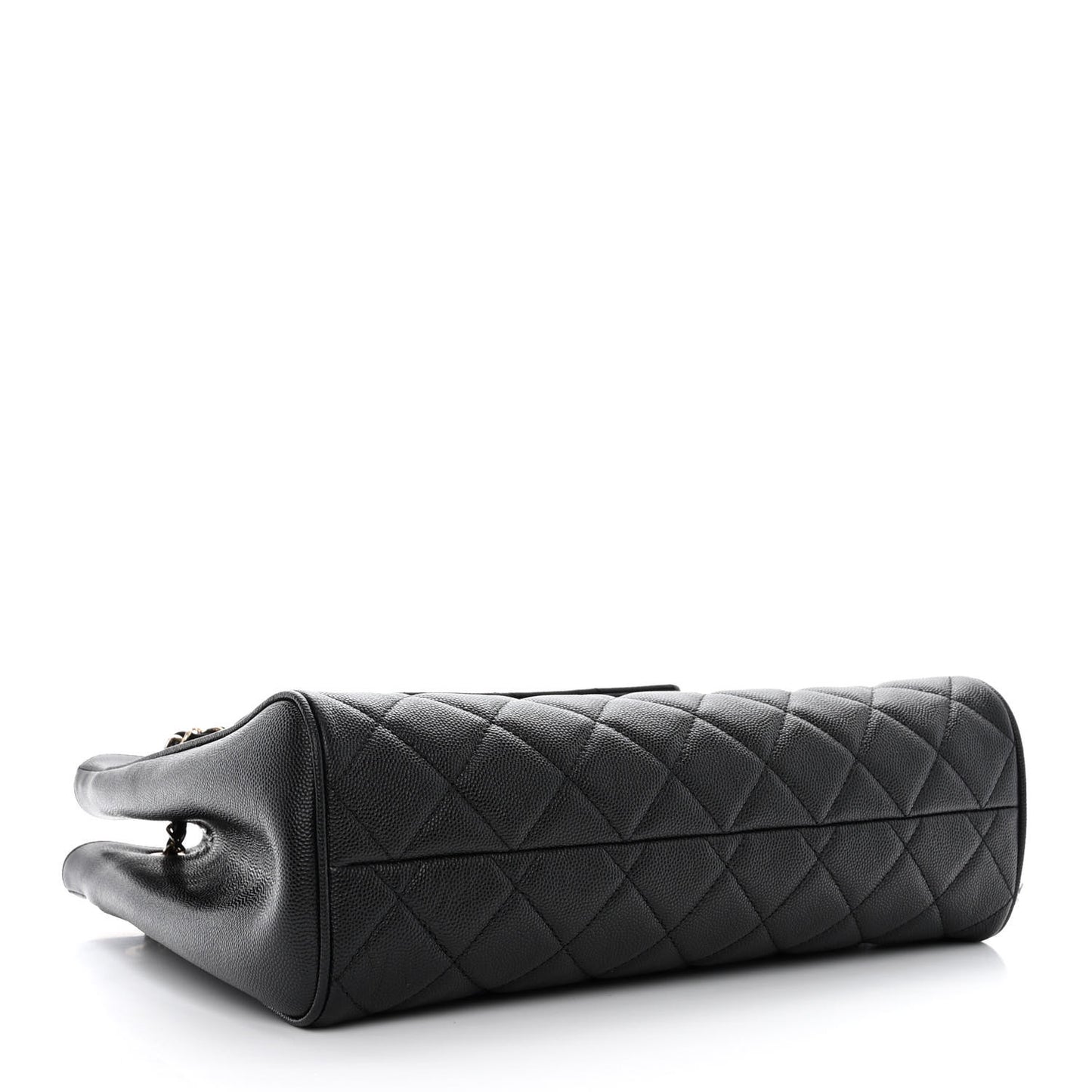 Caviar Quilted In Out Flap Shopping Tote Black