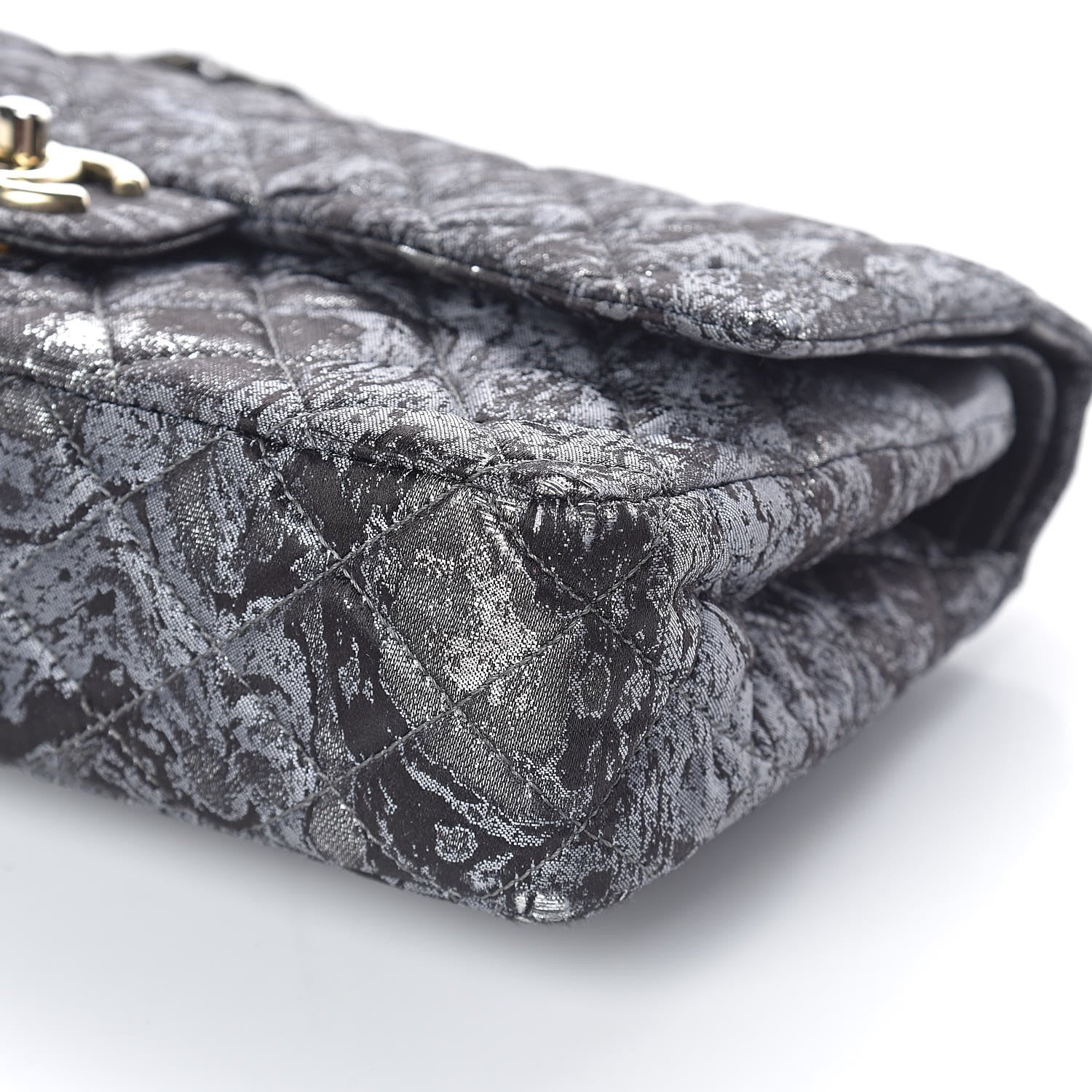 Chanel Metallic Brocade Quilted Medium Double Flap Dark Grey 11 of 15