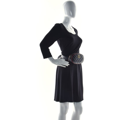 Gucci Azalea Calfskin Matelasse Diagonal Torchon GG Marmont Belt Bag 85 34 Black Romantic Cerise 3 of 11