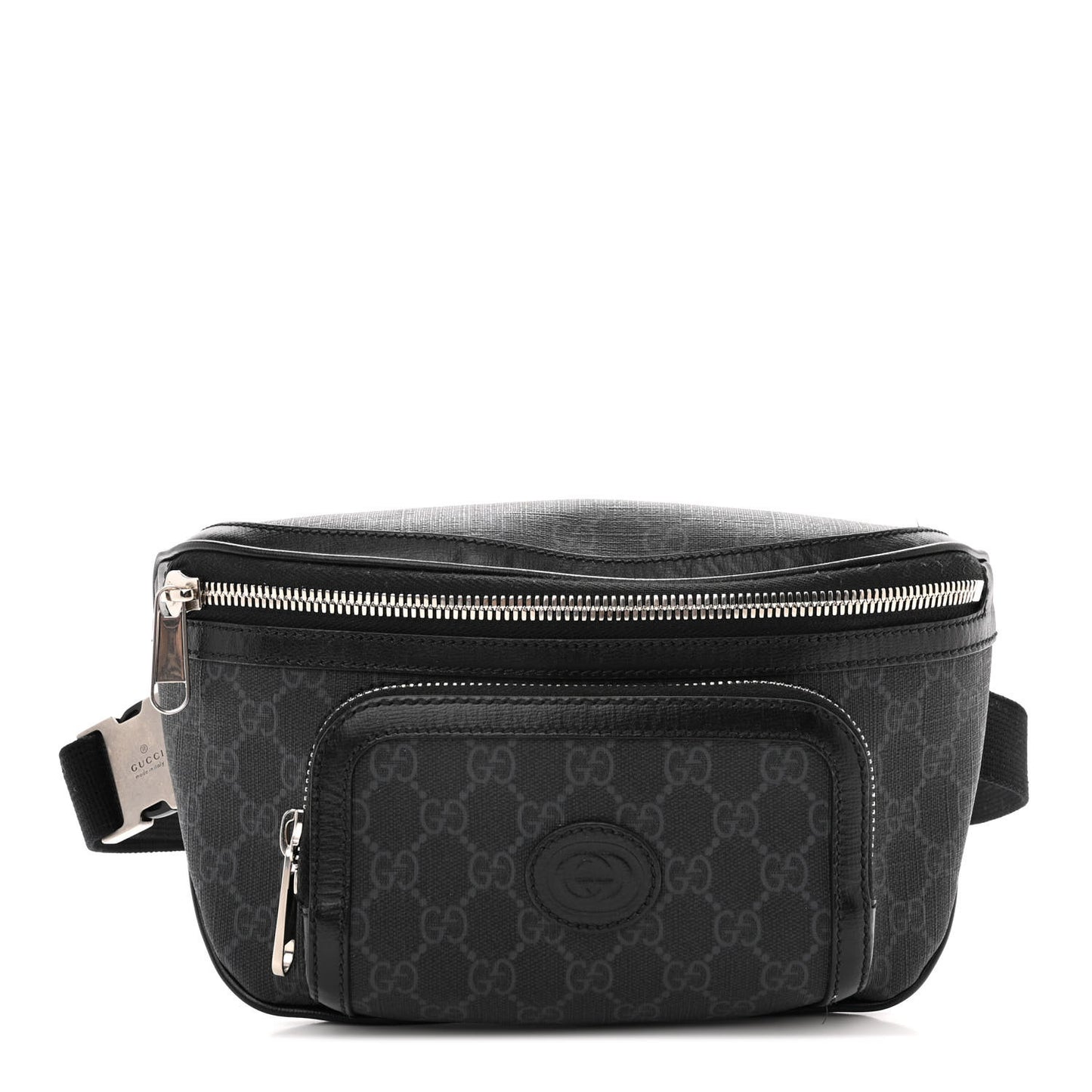 GG Supreme Monogram Textured Calfskin Retro Interlocking G Belt Bag Black
