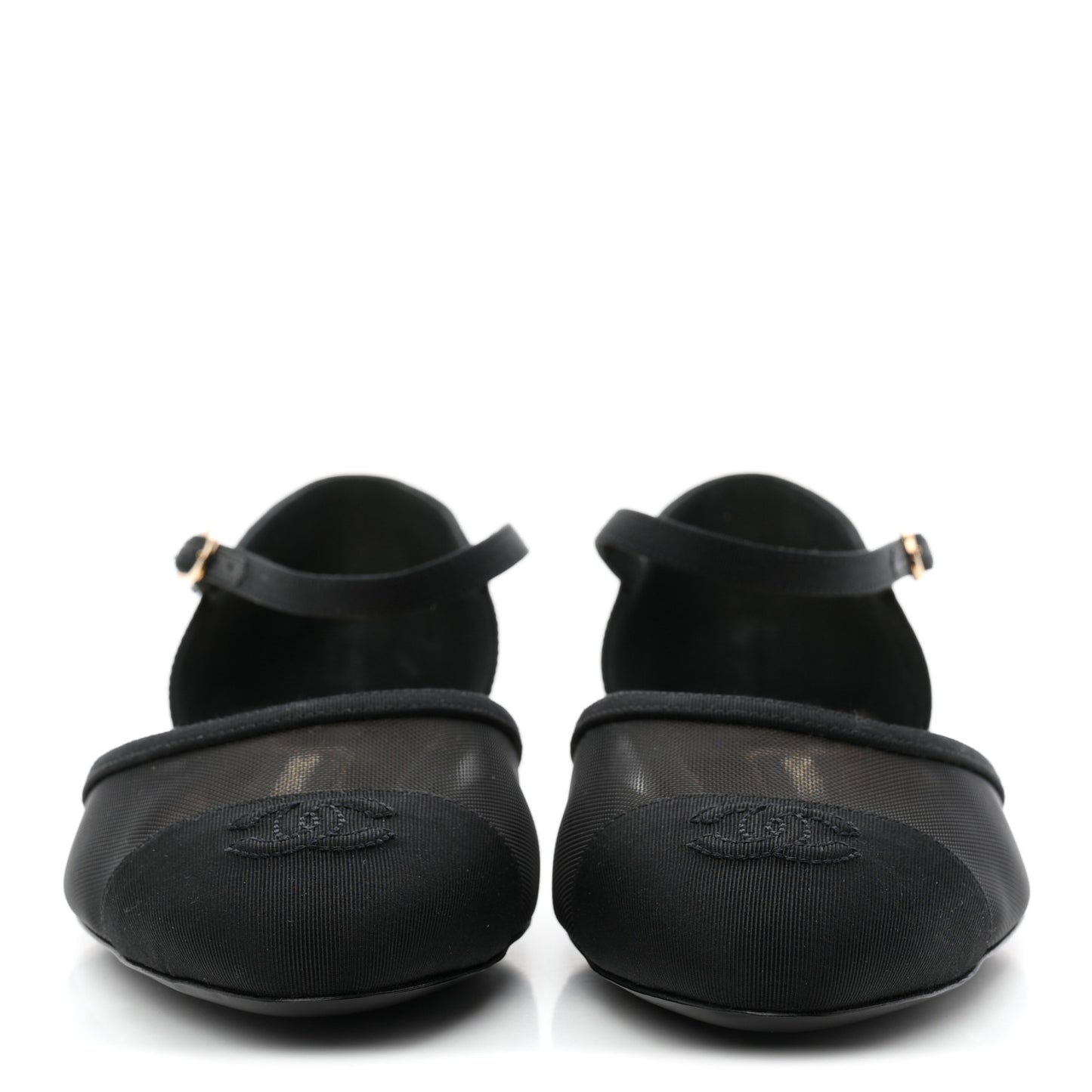 Mesh Grosgrain Cap Toe CC Flats 38.5 Black