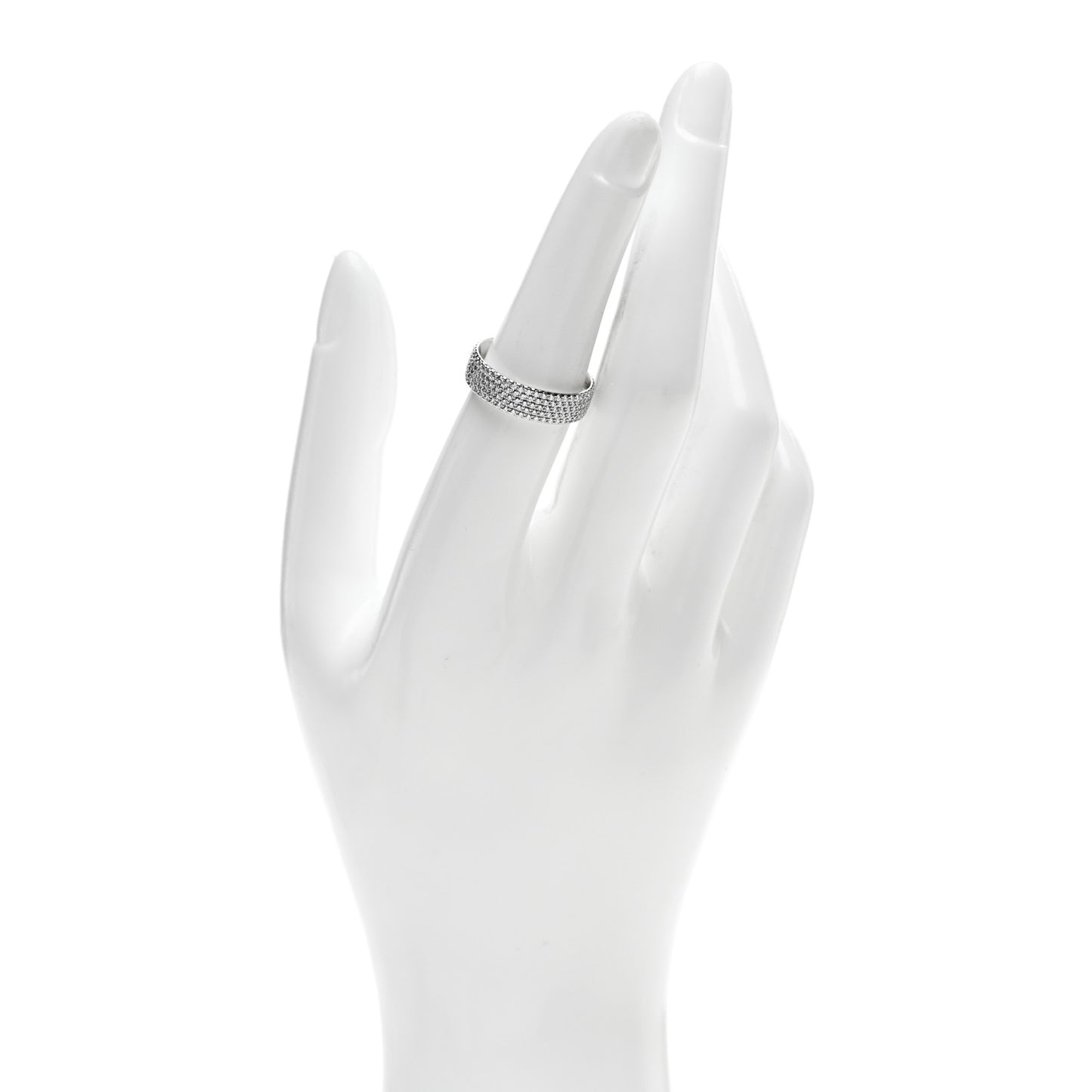 18K White Gold Diamond Metro Five-Row Ring 53 6.5