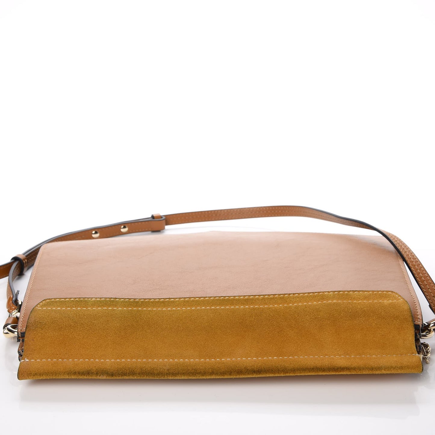 Suede Calfskin Medium Faye Shoulder Bag Mustard Brown