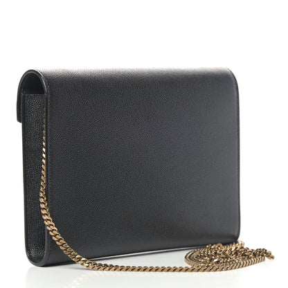 Saint Laurent Grain De Poudre Monogram Cassandra Chain Wallet Black 2 of 4