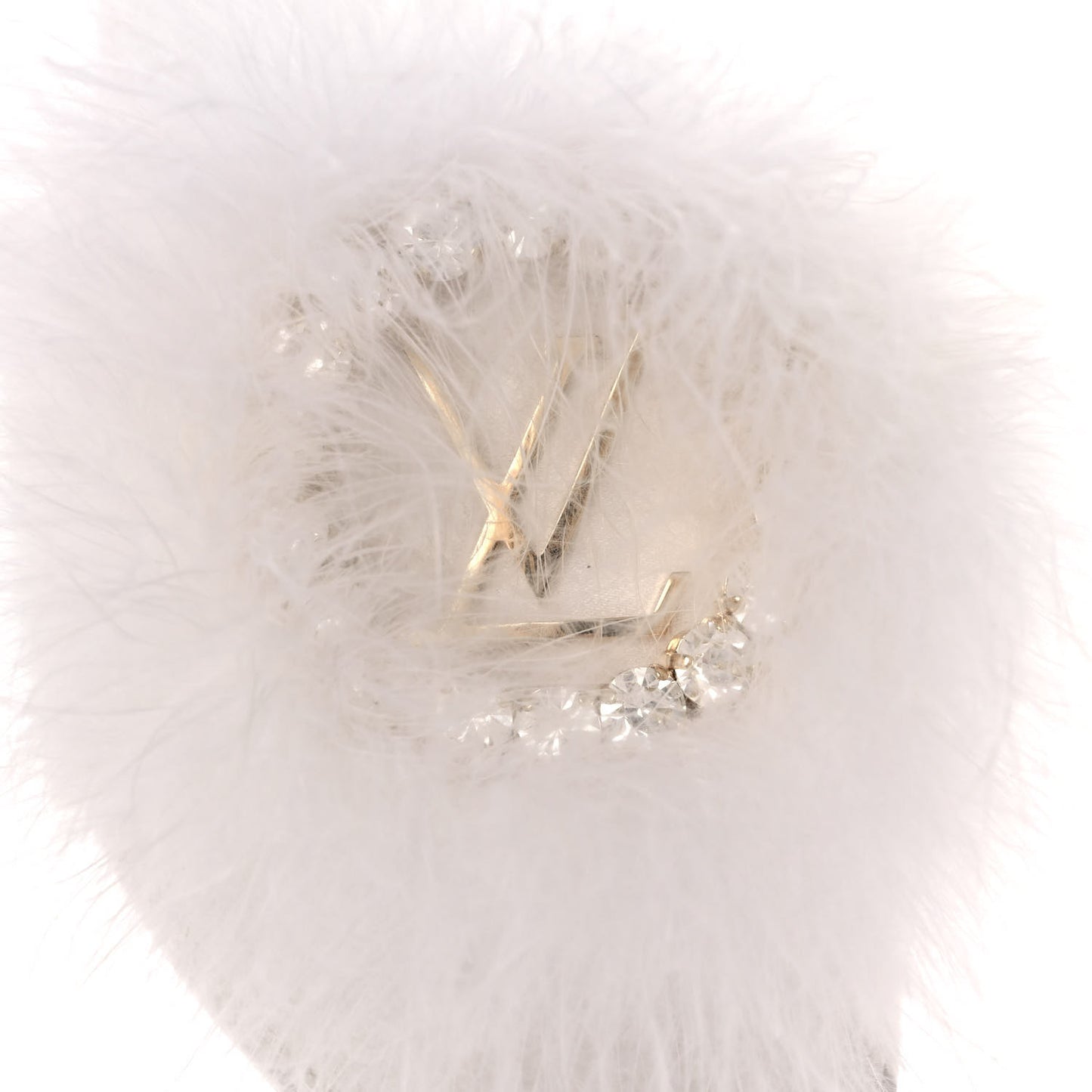Marabou Crystal LV Marilyn Mule 39 White