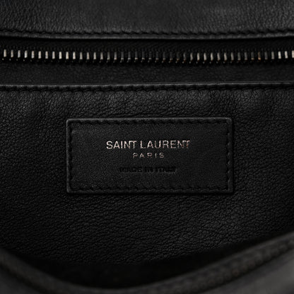 Saint Laurent Smooth Calfskin Crocodile Embossed Baby Monogram Downtown Cabas Black 6 of 10