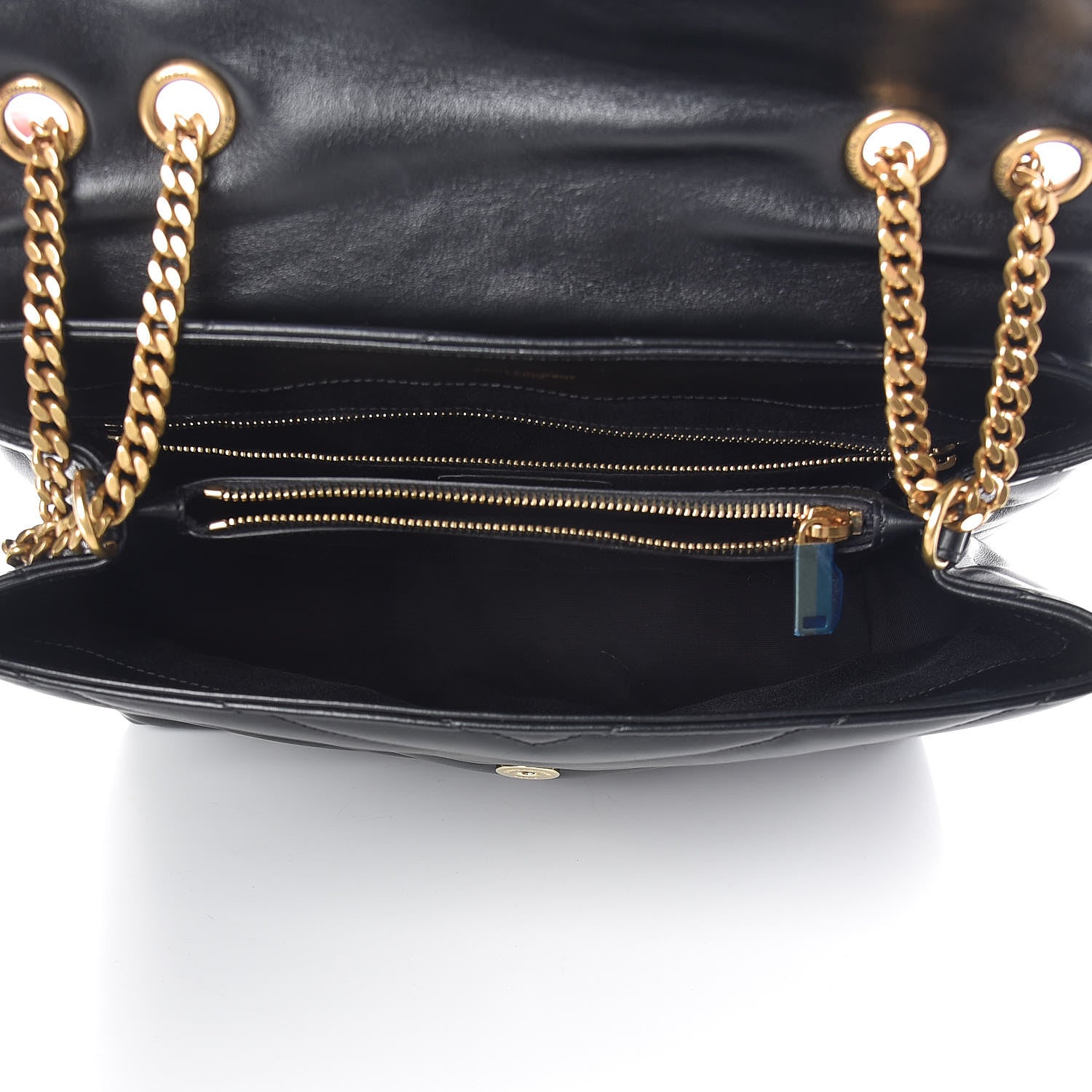 Saint Laurent Calfskin Y Quilted Monogram Medium Loulou Chain Satchel Black 5 of 11