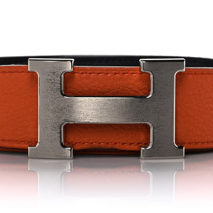 Hermes Box Togo 32mm H Belt 95 Black Orange 5 of 6