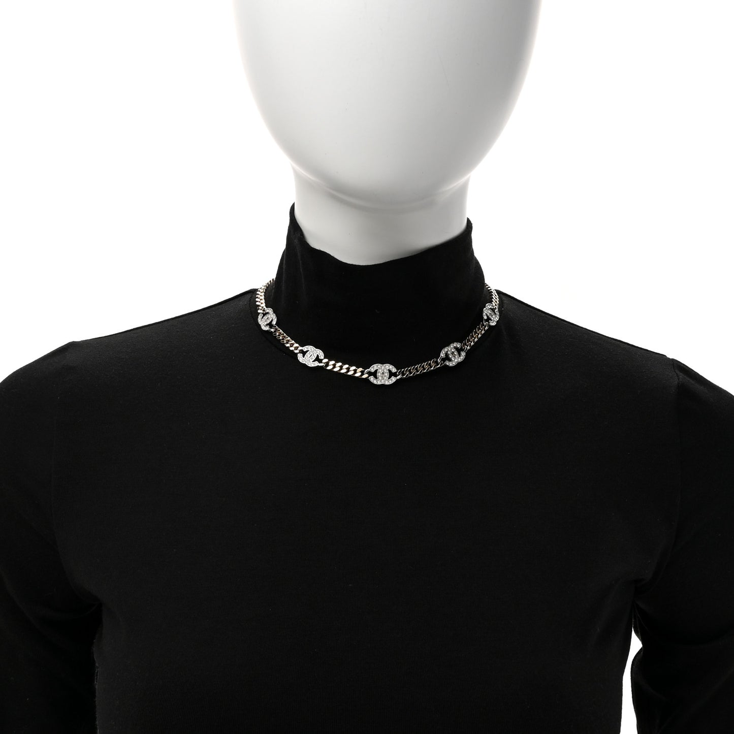 Crystal Chain CC Link Choker Gold Silver