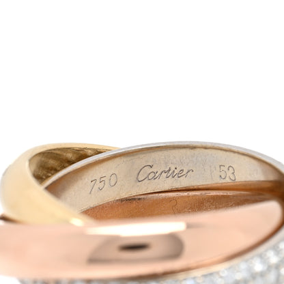 Cartier 18K White Yellow Pink Gold Diamond Classic Trinity Paved Ring 53 6.25 4 of 5