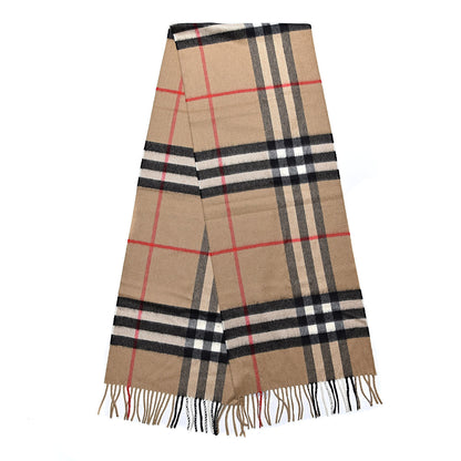 Burberry Cashmere Giant Check Fringe Scarf Archive Beige 2 of 4