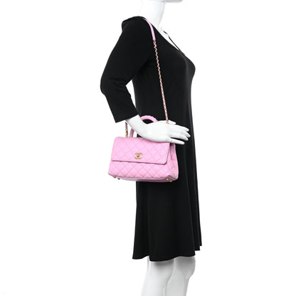 Chanel Caviar Quilted Mini Coco Chain Handle Flap Pink 2 of 10
