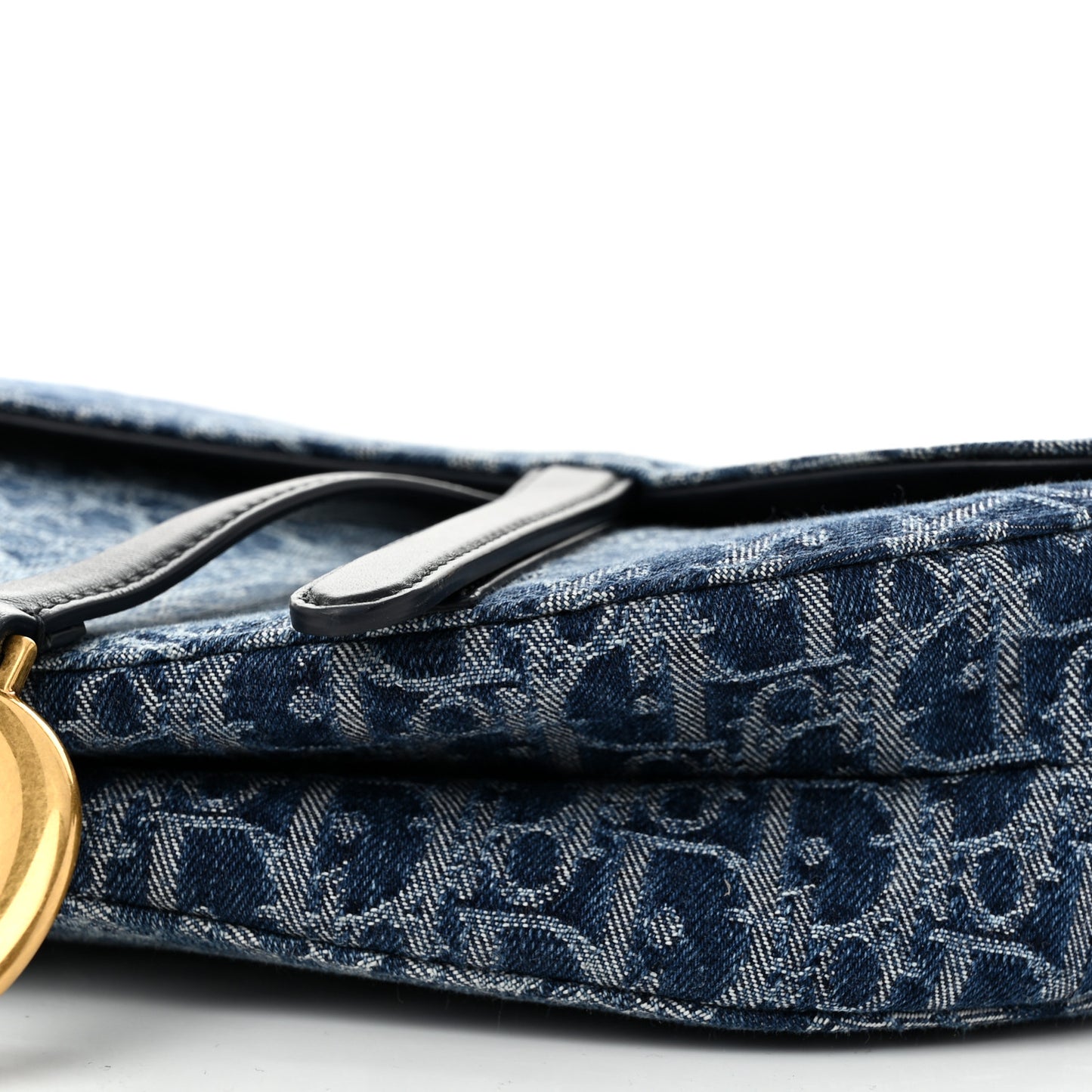 Denim Oblique Jacquard Saddle Bag Blue