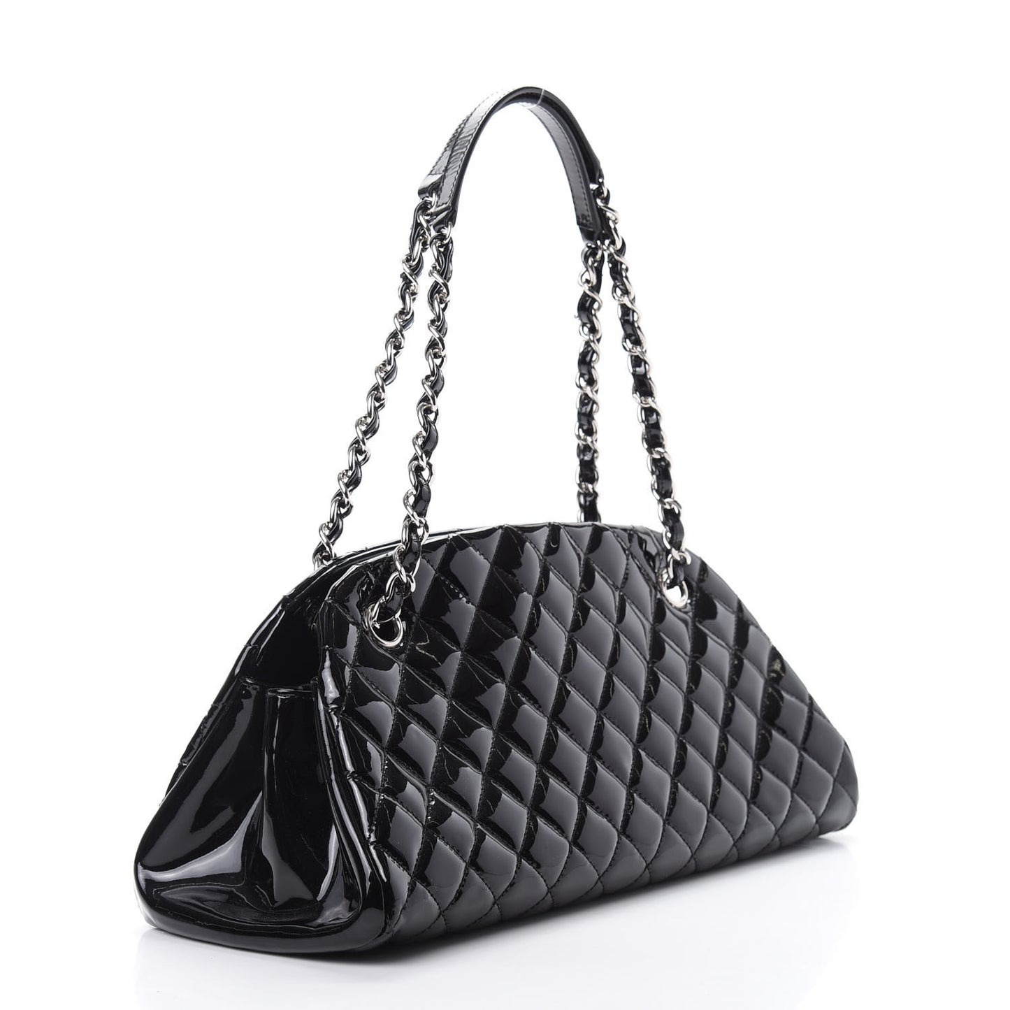 Patent Quilted Medium Just Mademoiselle Bowling Bag Black