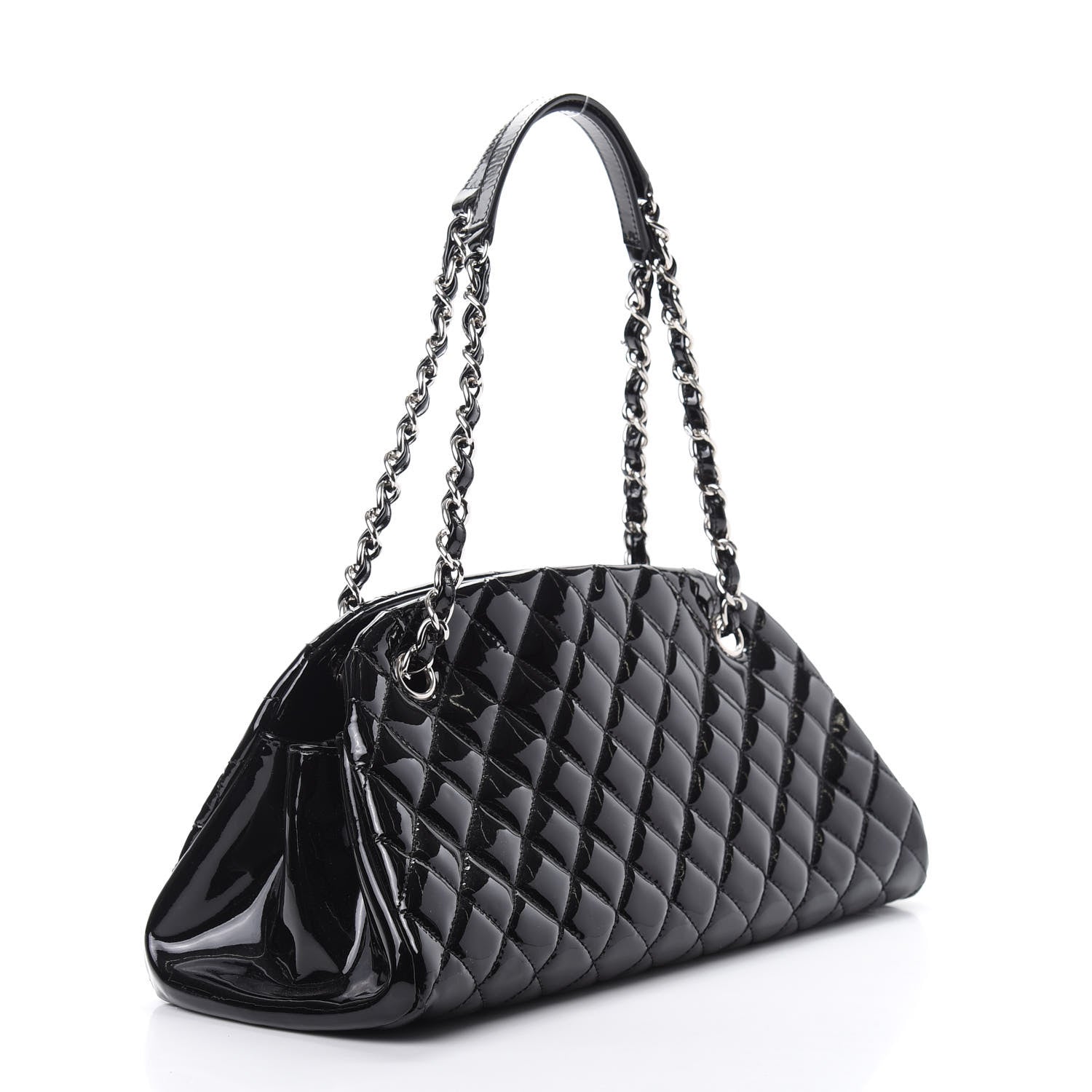 Chanel Patent Quilted Medium Just Mademoiselle Bowling Bag Black 3 of 10