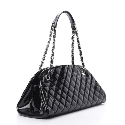 Chanel Patent Quilted Medium Just Mademoiselle Bowling Bag Black 3 of 10