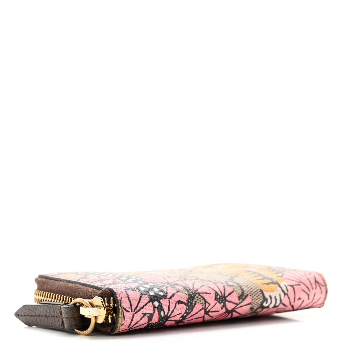 Gucci GG Supreme Monogram Bengal Zip Around Card Case Wallet Beige Pink 4 of 11