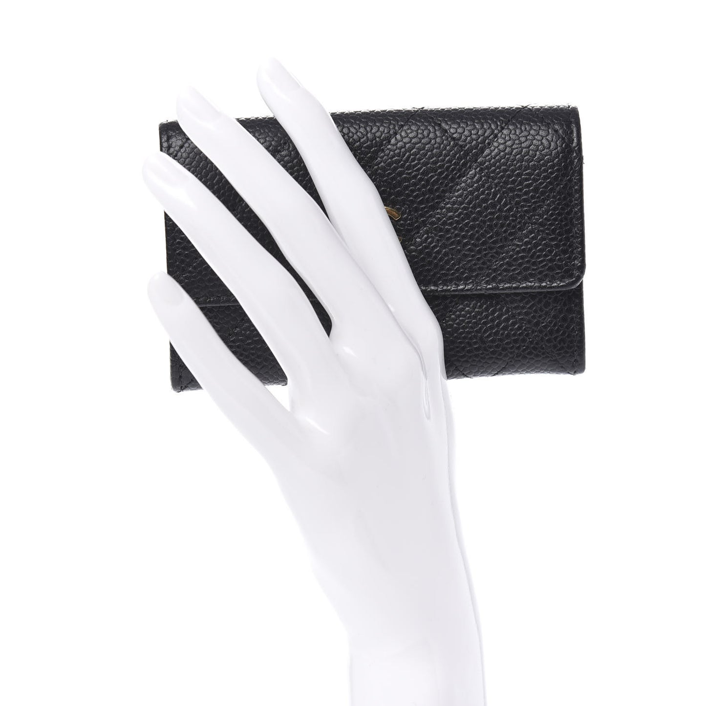 Caviar Quilted Flap Card Holder Black