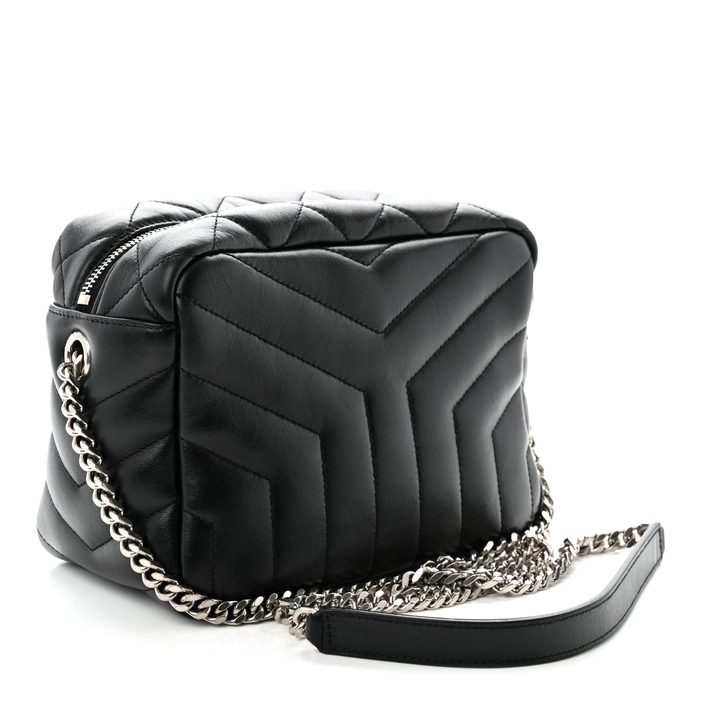 Calfskin Y Quilted Monogram Small Loulou Bowling Bag Black