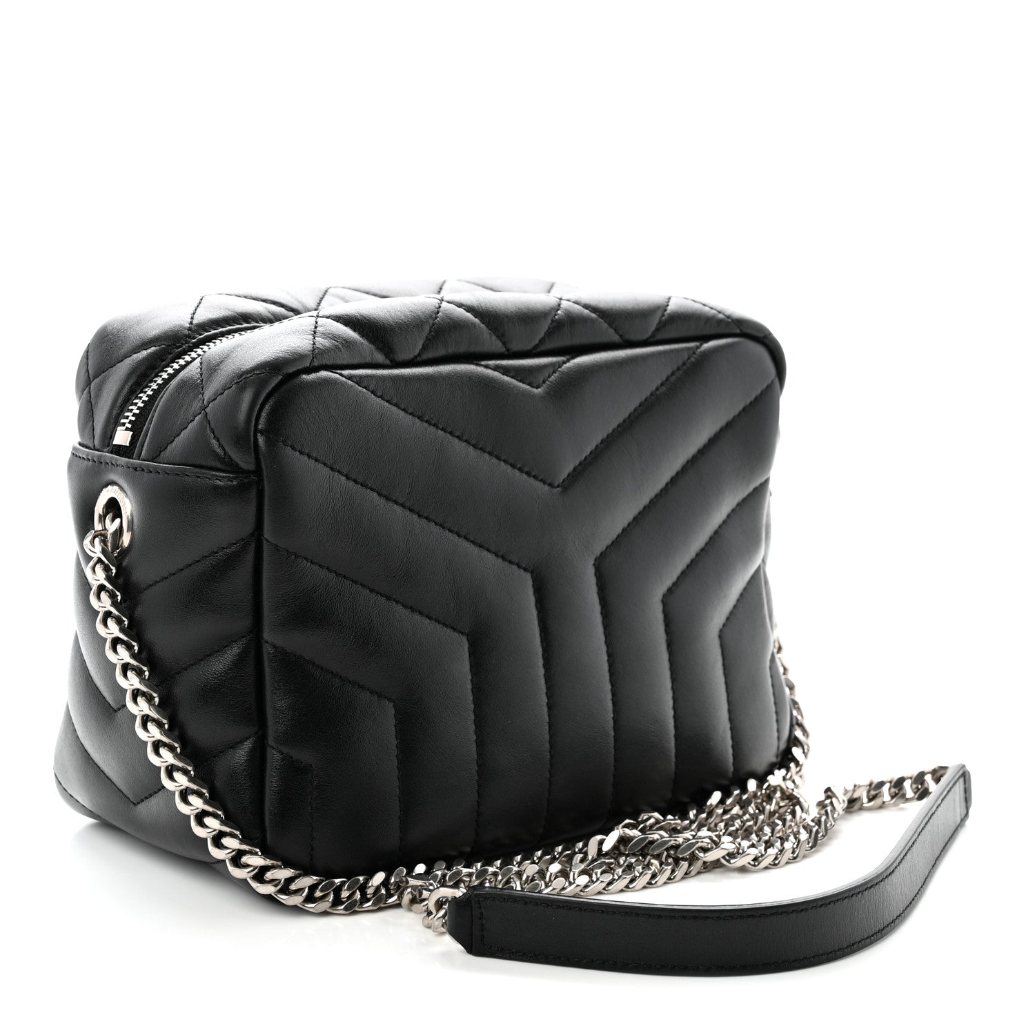 Saint Laurent Calfskin Y Quilted Monogram Small Loulou Bowling Bag Black 3 of 11