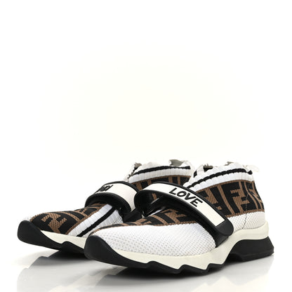 Fendi Stretch Yarn FF Stiff Band Rockoko Sneakers 36.5 Black White Black Tobacco 3 of 6