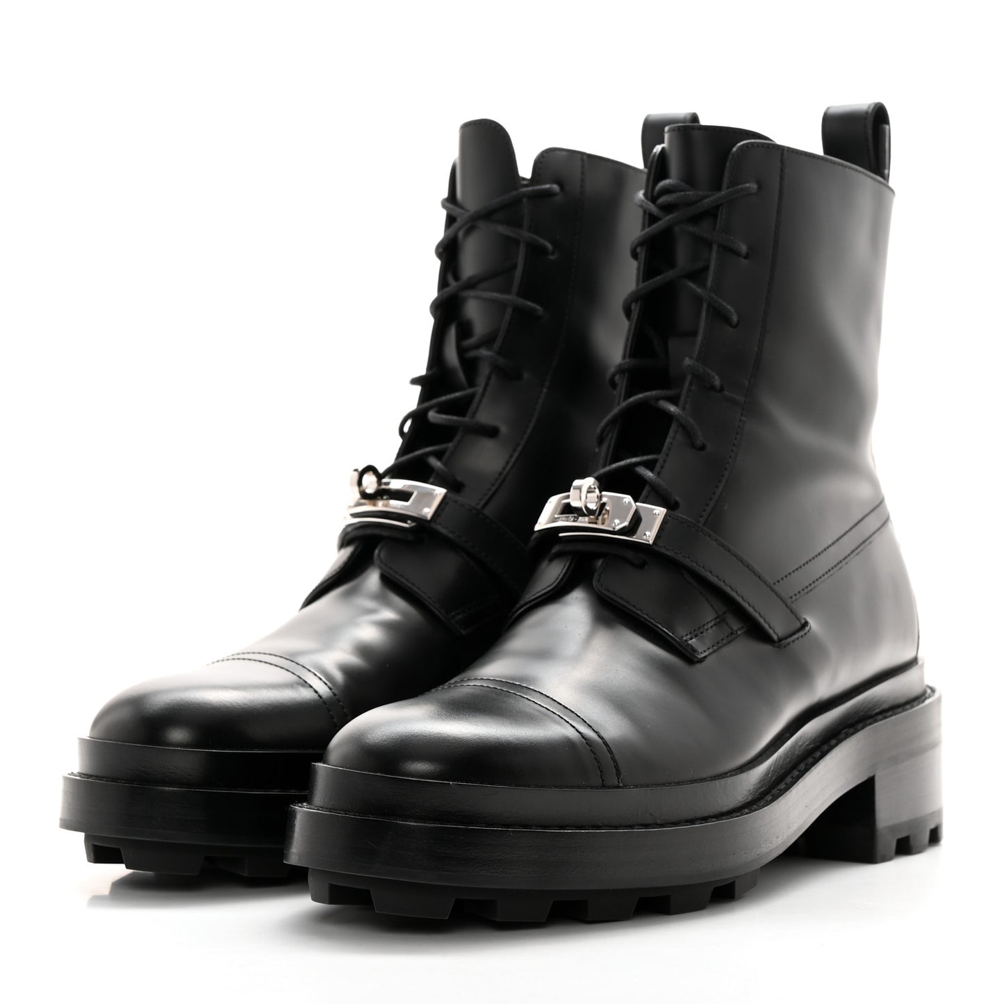 Glossed Calfskin Funk Ankle Boots 37 Black